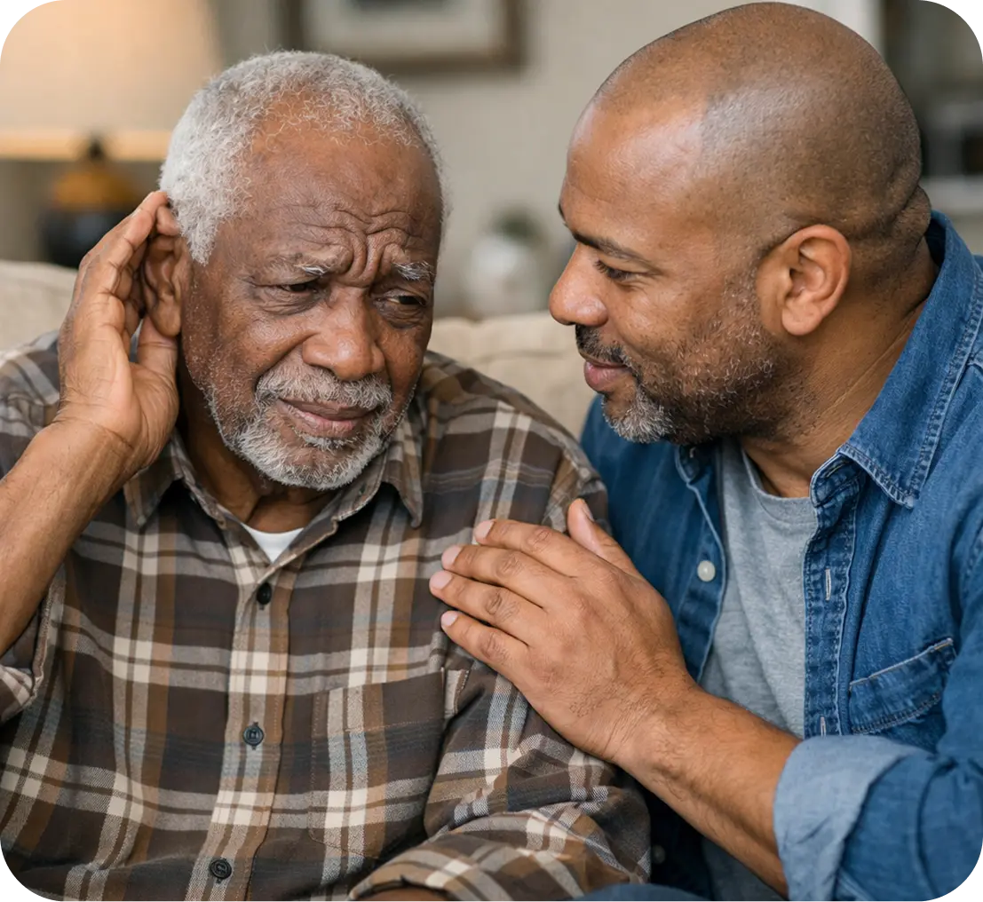 Elderly person thoughtful